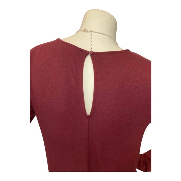 OLD NAVY Burgundy Comfy Long Sleeve Pull On Wide Leg Jumpsuit Criss Cross Waist - Picture 5 of 7